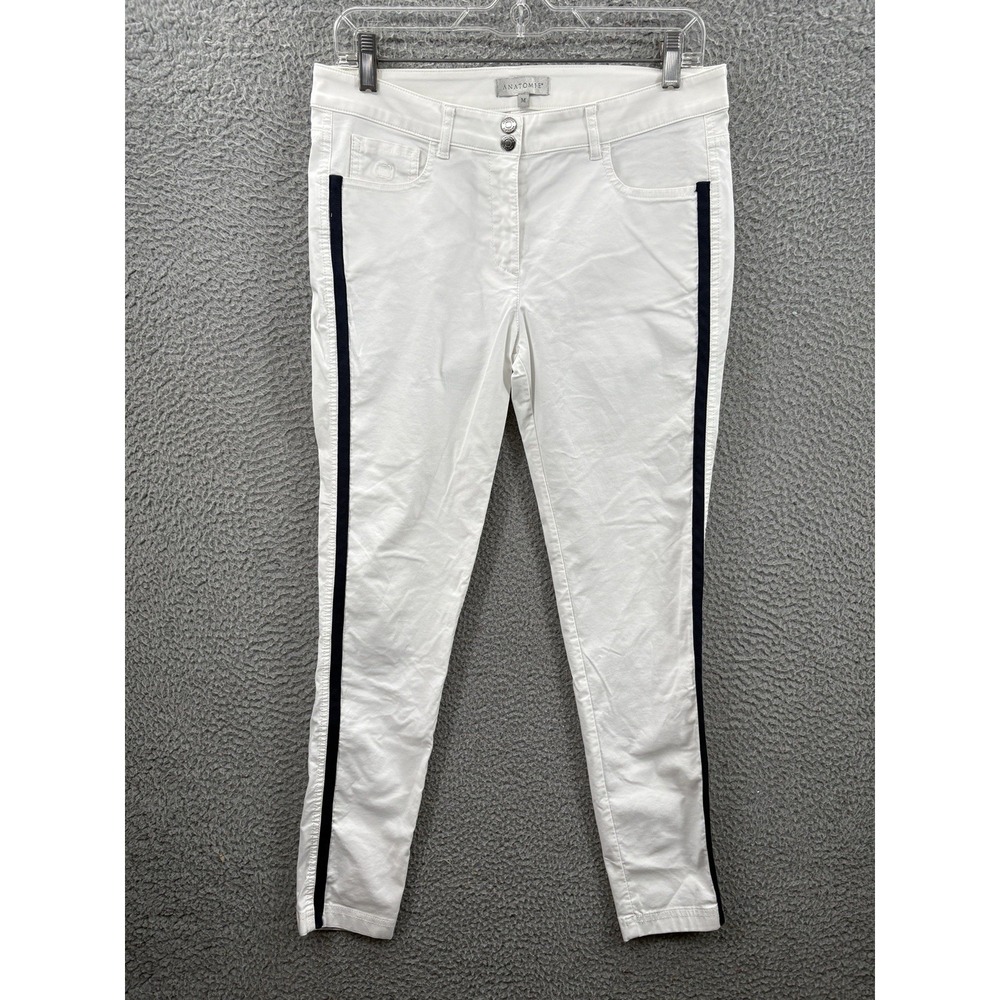 Anatomie Luisa Stripe Skinny Pant Womens Medium White Black Varsity Side Stripe